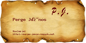 Perge János névjegykártya